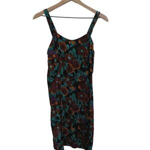 All That Jazz Womens Sz 11/12 Dark Floral Double Strap Vintage Dress